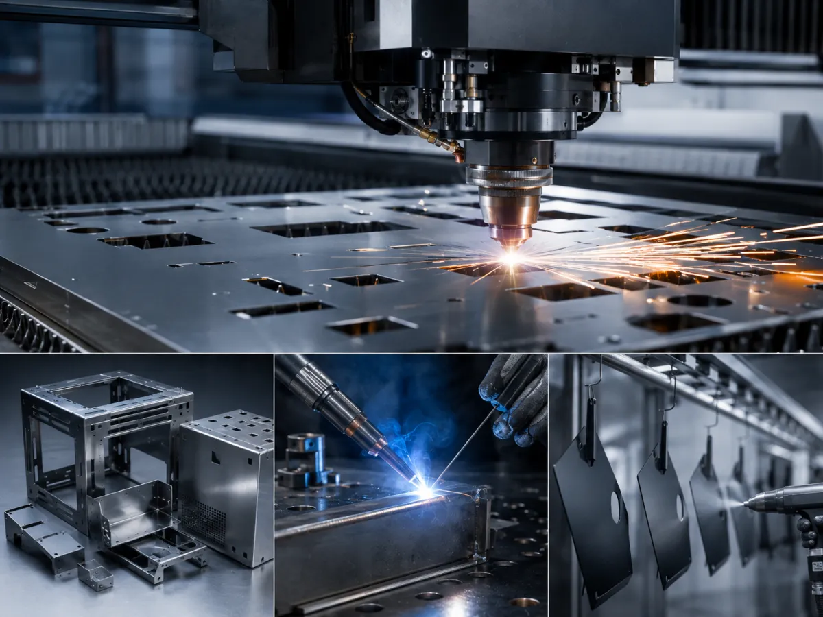 Laser cutting of sheet steel, a welded frame and TIG welding of a fabricated assembly.